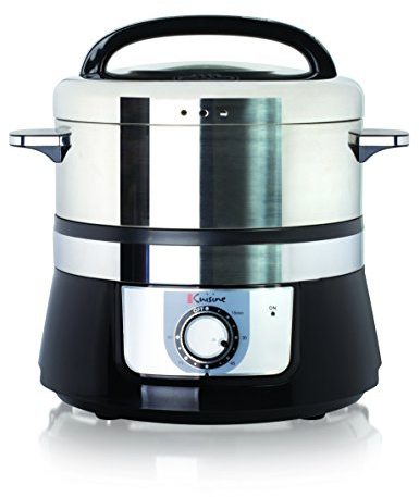 Euro Cuisine FS3200 Electric Food Steamer, Versatile Vegetable Steamer & Steam Cooker for Healthy Cooking, Ideal for Fish, Veggie, Meat, Easy Cleaning, Stainless Steel Design 1200 Watts