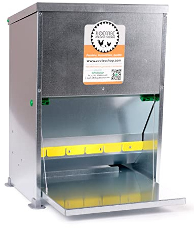 Zootec Mangeoire Poules Anti Nuisible Automatique 14 Kg- Distributeur Graines Poules - 35.5 × 24 × 47.5 cm