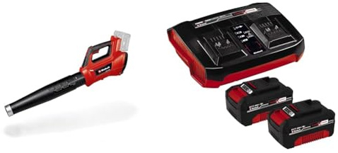 Einhell Soplador de Hojas a batería - GE-LB 36/210 Li E- Power X-Change - 36 V, Iones de Litio, 210 km/h, 816 m³/h, Tubo de 3 escalones + Desmontable. Incluye 2 baterías de 4,0Ah y Cargador Doble