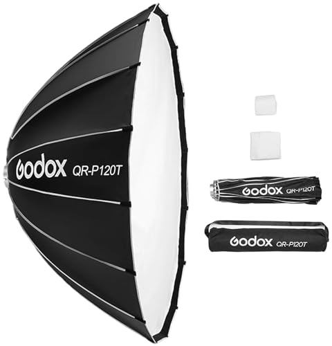 Godox QR-P120T Softbox 120cm/47.2in Foldable Quick Release Parabolic Softbox with Standard Bowen Mount & Diffusers for Studio Portrait Live Photography