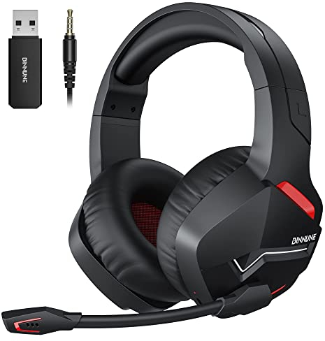 BINNUNE Wireless Gaming Headset with Microphone for PS5, PS4, PC, NS, Mac, 7.1 Crystal-Stereo Bluetooth Headphones, PS5 Headset Wireless 2.4GHz with Lossless Audio, 120 Hr Battery - Red