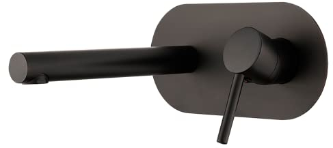 VALAZ Robinet Salle Bain Mural | Mitigeur Lavabo, Mélangeur Eau Froide et Chaude, Pas de Fuites, Installation Facile et Rapide | Laiton, Inoxydable, Élégant, Noir Mat, Série Duero