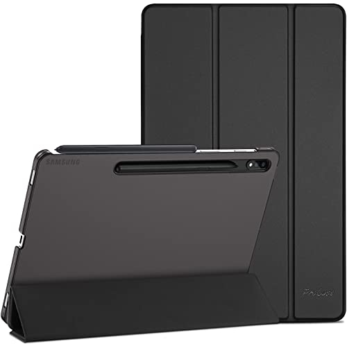 ProCase Hülle für 12,4 Zoll Galaxy Tab S8 Plus/Tab S7 FE/Tab S7 Plus (SM-X800/X806)(SM-T730/T733/T736/T738)(SM-T970/T976/T978/T975) Dreifach Falt Klapp Schutzhülle Ultra Dünn Case -Schwarz