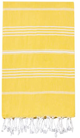 Toallas de playa de baño turcas Peshtemal, secado rápido y fácil, suaves para la ducha, el baño de vapor, el spa, la piscina, el gimnasio y el yoga, 100% algodón, 100 cm x 180 cm XL (amarillo)