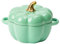 Dutch Oven Topf mit Deckel, Kürbis Keramik Dessert Kochtopf, Mini Backform Niedliche Kürbisschale, Überdachter Dutch Oven Keramik Suppentopf, Kürbisform Kasserolle (Grün)