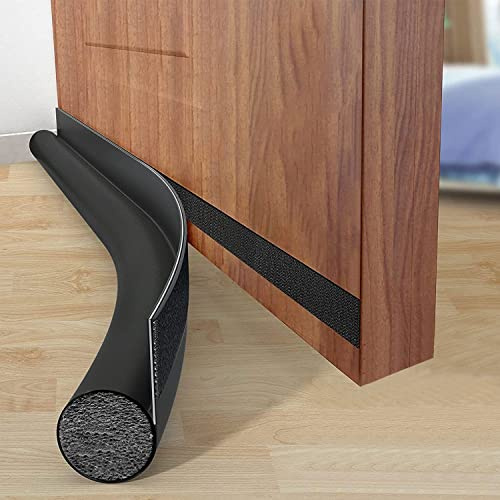 96cm Anti Froid Bas de Porte Unilatéral avec Joint Auto Adhésif, Protection Contre Les Courants d’air et Le Bruit, Weather Stripping Door Seal Strip (Noir)