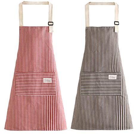 Delantales de Cocina de 2 piezas,Delantales de Cocina para Mujeres y Hombres,para cocinar, hornear, tareas domésticas