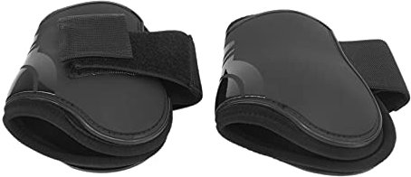 DAWH Pferdegamaschen, 4 Stück schützende Pferdesehnengamaschen zum Reiten, stoßdämpfend zum Beinschutz(Schwarz, Großes Paar Hinterbeine)