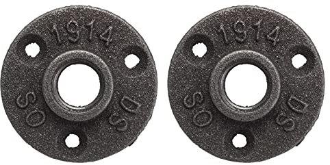 Daroplo 2X 1/2 Pouce en Fonte Noire Raccords de Tuyauterie Bride de Plancher Fileté