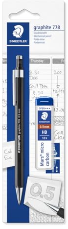 STAEDTLER graphite Druckbleistift 778, schlanke Sechskantform, Linienbreite 0.5 mm, transparente Minendose aus Kunststoff, auf Blisterkarte, 7785ABK25D