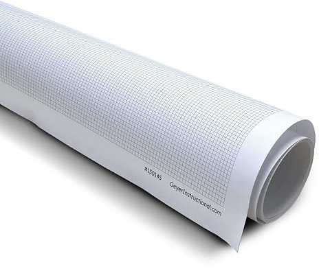 Geyer instruktionsprodukter – 91 cm x 305 cm stor grafpappersrulle, 1/8 tum svart rutnät, perfekt för skolklassrumsgrafik, design av ritningar och golvplaner, bordsspel och anpassad kartläggning