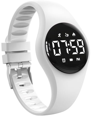 Montre de suivi d'activité pour enfants avec écran LED, montre de compteur de pas résistante à l'eau, montre-bracelet numérique, podomètre, réveil et calendrier pour garçons, filles et adolescents