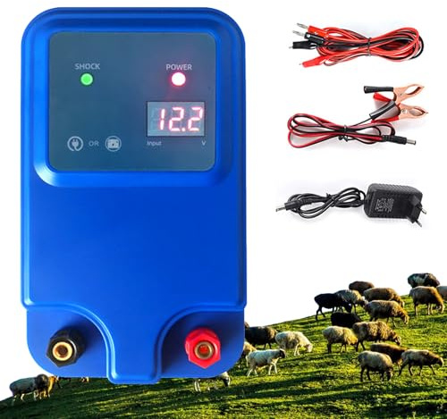 Pastor Electrico 12V, Pastor Electrico Para Perros Cerca Con Pantalla Led Alcance De 5 Km, 1,5 Julios Para La Protección De Ganado Ovejas Aves De Corral Pastos Jardines