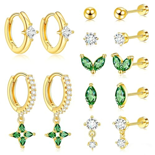 DOCHAIS 7 Paia Orecchini Donna Orecchini Acciaio Chirurgico Piercing Orecchio a Cerchio Argento Piercing Helix Trago Conch Piercings Ipoallergenica Multi Piercings Orecchio