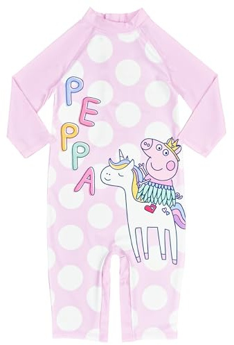 Peppa Pig Girls Swimsuit Swimming Suit All in One Costume UPF40 Sun Safe, 1-2 Years Multicolour