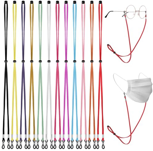 12PCS Glasses Straps, Sports Sunglasses Straps, Anti-Slip Stylish Style Adjustable Eyeglasses Strap around Neck, Eyeglasses Retainer Cord Chains Lanyards Glasses Chain for Men Women (Colorful)