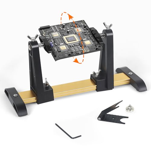 EOOKU Circuit Board Holder Helping Hands and Soldering Iron Stand for Soldering and Repair, Adjustable 360° Rotation, Potable, Space-Saving and Aluminum Base, Durable for Crafting, Electronics PCB