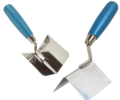 Juego de llana for acabado de esquinas, llana de acero inoxidable con ángulo de 90° for interiores y exteriores, for enlucido de paredes, uso doméstico e industrial.