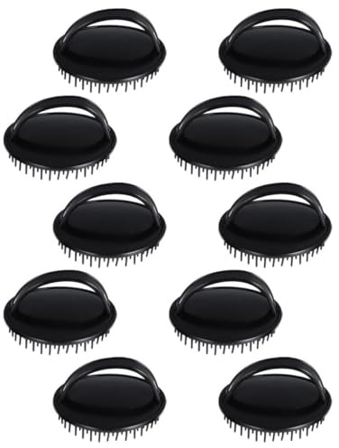 MOLUCKFU Cepillo de Champú para Ducha 10 Piezas, Masajeador Exfoliante del Cuero Cabelludo de Plástico Negro para Limpieza Profunda y Cuidado Anticaspa, Herramienta Ligera para Uso Diario