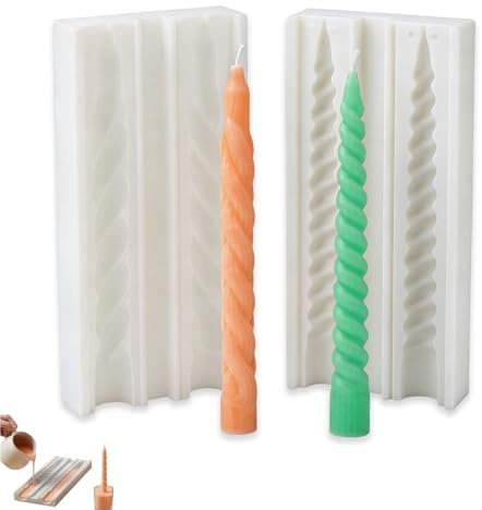 Zlokdraxy Moule à Bougie en Silicone,ESYFOR 2 Pièces Moule Bougie 3D en Spirale DIY Moules pour Bougies Facile à Détacher Fabrication de Bougies Moules pour Église, Dîner, Décoration De La Maison