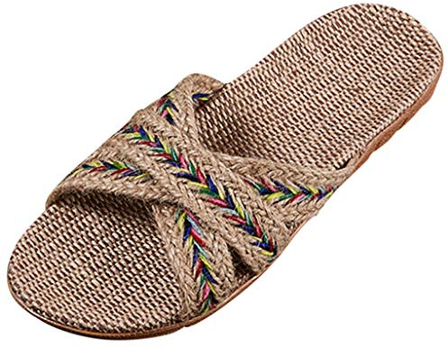 Pantoletter dam blå platt, sommarsandaler damer bekväma espadrille halmsandaler stora storlekar tofflor retro sommarskor lätta utomhussandaler avslappnade damskor