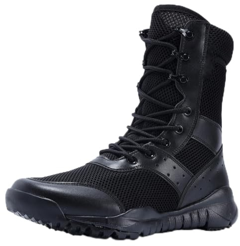 Wizeny Bottes Militaires Homme Bottes de Combat | à Lacets, Antidérapante, Randonnée, Armée, Tactique, en Plein Air, police, travail