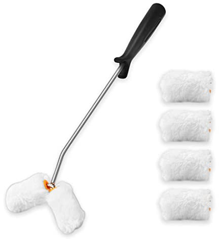 HAUTMEC Corner Paint Roller Kit For Painting Tube and Coin Forms, Mini Roller Frame, Microfiber Roller Covers, Comfortable Handle, Painting Pipes, Fences, Furnitures, Walls HT0033-PT