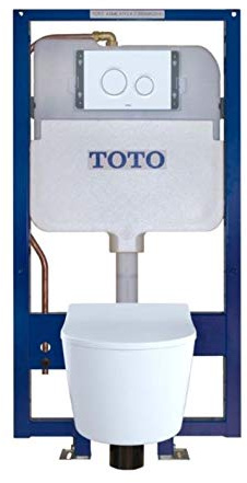 TOTO® RP Wall-Hung D-Shape Toilet and DuoFit® In-Wall 1.28 and 0.9 GPF Dual-Flush Tank System with Copper Supply, Matte Silver - CWT447247CMFG#MS
