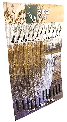 Zite Fishing Karpfen-Rigs Set - 12 Fertig Gebundene Vorfächer Boilie-Angeln - Geflochtene Angel-Schnur und Haken #2-8