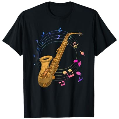 Notes De Musique Jazz Saxo Musicien Saxophoniste Saxophone T-Shirt