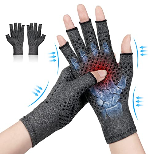 ACWOO Guanti a Compressione per Artrite, Sollievo dal Dolore Osteoartrosi Reumatoide e Tunnel Carpale, Premium e Senza Dita per Il Lavoro Quotidiano (M)