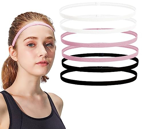 WeddHuis 6 stycken sport hårband, hårband barn herr dam sport pannband elastisk halkfri för yoga fotboll jogging