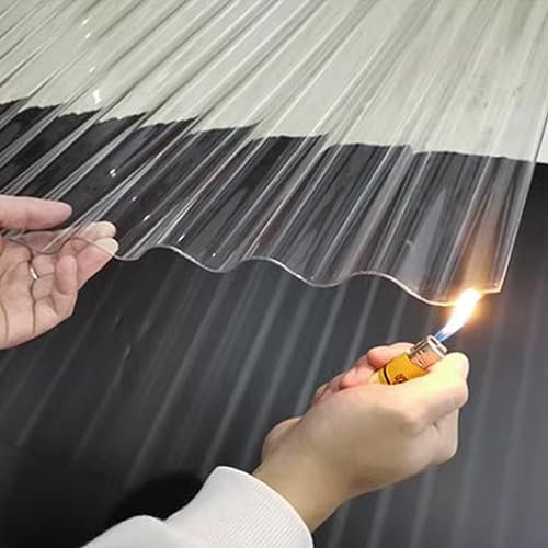 Plaque De Toiture Transparente, Plaque De Sécurité PC Transparente Panneaux Lumineux FRP Panneaux En Résine De Fibre De Verre Panneaux Ondulés Collecteurs De Lumière Pare-soleil ( Color : A-1.2mm , Si