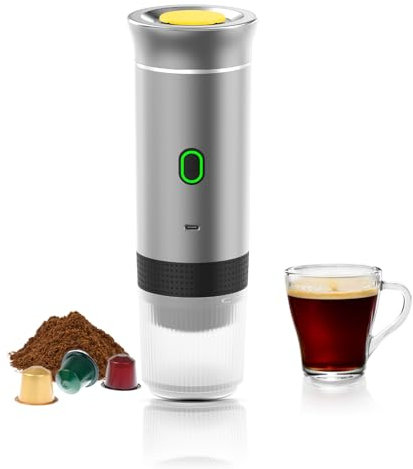Macchina da caffè portatile con capsula per espresso, 12 V, macchina per espresso elettrica senza fili, funzionamento manuale per auto, campeggio, viaggi, roulotte, ufficio (senza funzione di