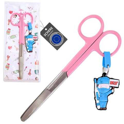 Ph Pro Heat Ciseaux d'infirmière à Bout Rond en Acier Inoxidable - Ciseau Infirmiere pour Usage Professionnel ou Domestique (Rosa).