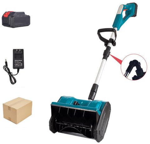 Pelle À Neige sans Fil, Souffleuse À Neige Électrique Pliable avec 2 Batteries, Longueur du Corps Et Direction De Lancer Réglables, Souffleuse À Neige À Batterie pour Allées des Routes Scolaires