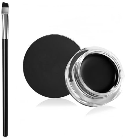 ZWWOGE Gel Eyeliner Nero in Crema a Lunga Durata Impermeabile, Pigmenti ad Alta Intensità Trucco per Eyeliner a Prova di Sbavature,Waterproof con Pennell Nero