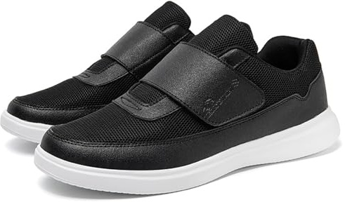 Générique Chaussures orthopédiques pour homme Basket Scratch DiabéTique Sans Lacets Homme de sport à enfiler Orthopédiques Pied Large Orthopedique(Black,45 EU)