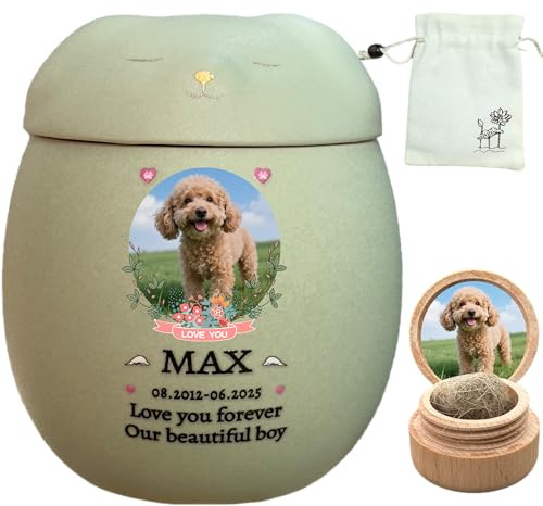 Générique Personnalisée Urne pour Chien, Urne à Cendres de Chien,Boîte à Souvenirs en céramique, Perte de Chien, Fait à la Main sur Mesure (Petit Cyan, Cendres de Petite Taille ≤10 kg (Pas d’os))