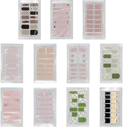 11 Hojas Esmalte Pegatinas de Gel UV para Uñas, Tiras de Gel Semicurado de Pegatinas, Nail Art Stickers con Lima de Uñas para Arte de Uñas Mujeres Niñas DIY