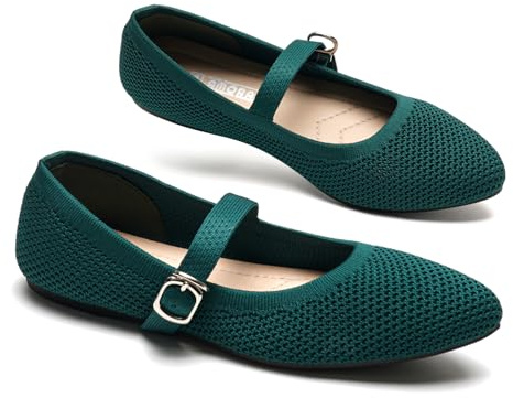 GLAMORA Ballerine Donna con Cinturino Regolabile Scarpe Basse in Maglia Traspirante Punta Affusolata Plantare Morbido Suola Flessibile Mary Jane Eleganti Comode Leggere