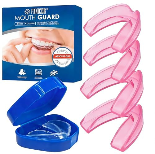 4 Piezas Férulas Descarga Bruxismo,Férula Dental Transparente para Dormir,Prevenir el Bruxismo, Dispositivos Anti Ronquidos para Detener Los Ronquidos, Reduce Ronquido, Unisex Adultos,Rosa