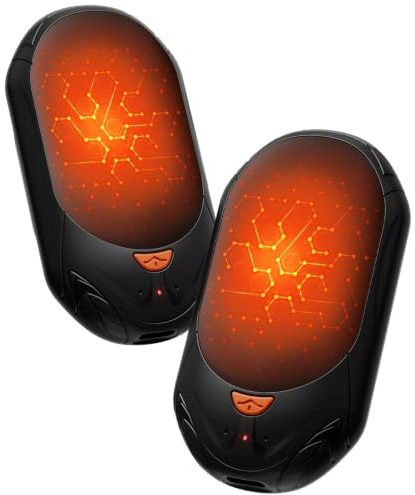 Chaufferette Main Rechargeable Lot de 2, Chauffe-Mains Électrique Portable, Chauffage Rapide 1 Seconde jusqu'à 55°C, Chaufferette Réutilisable de Poche, Cadeau Hiver Homme Femme, Camping, Golf, Chasse