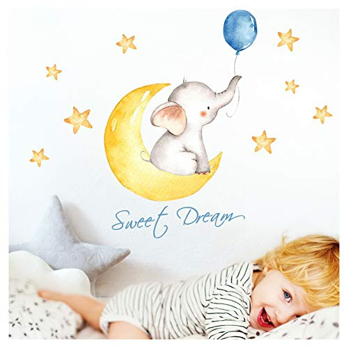 Little Deco Elefant Mond Ballon Blau mit Spruch Sweat Dream DL214-6