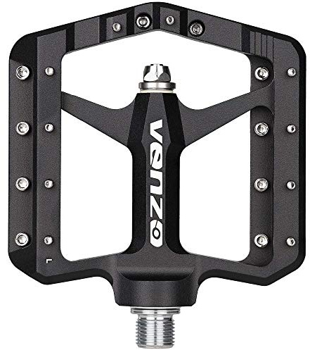 VENZO Flat Mountain BMX MTB CNC Bike Sealed Oversized Bearing Pedals - Large Bicycle Platform -98mm x 98mm- 15mm Thickness - Pedals 9/16 with Anti-Skid Anti-Slip Nail - Downhill