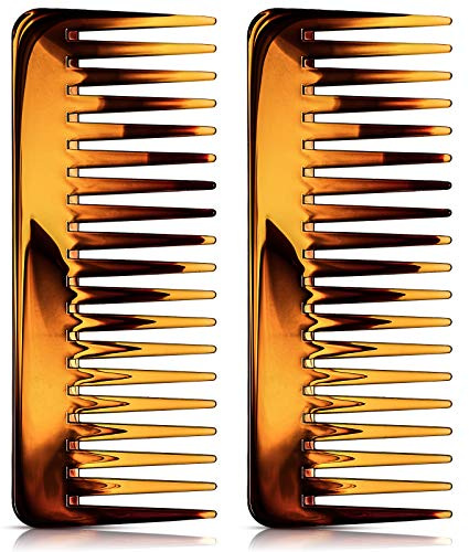 Patelai 2 Pcs 6.1 Wide Tooth Comb, Brown