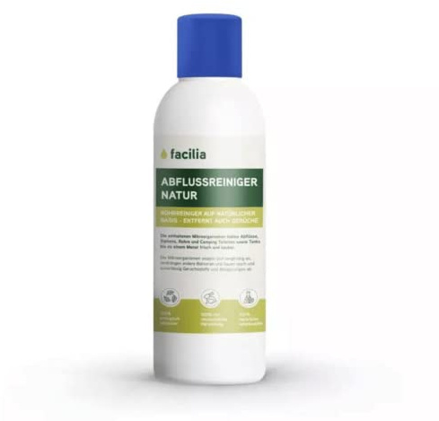 facilia Bio avloppsrenare och rörrengöring | naturlig och stark mot hår och förstoppningar | miljövänlig för kök, badrum, toalett, dusch, badkar och campingtoaletter | 500 ml koncentrat