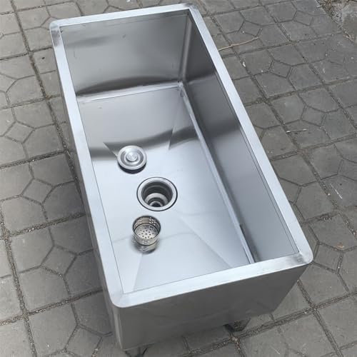 évier Autoportant Intérieur/extérieur,évier De Vadrouille Commercial Avec Bassin Profond,Bassin De Service De Vadrouille En Acier Inoxydable,Seau De Vadrouille Utilitaire,évier Sur Pied(100cm/39in)