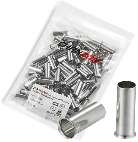 Chanzon 100 pièces EN16-18 embouts de fil non isolés pour câble 6AWG (16 mm²) connecteur à sertir électrique en cuivre pur terminal tube de revêtement en étain