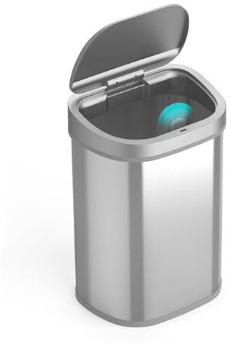 Ninestars 21 Gallons Automatic Large Kitchen Trash Can with Lid, Motion Sensor Trash Can for Kitchen, LivingRoom, Office, 80 Liter X Large Touchless Stainless Steel Garbage Bin (Rectangular)